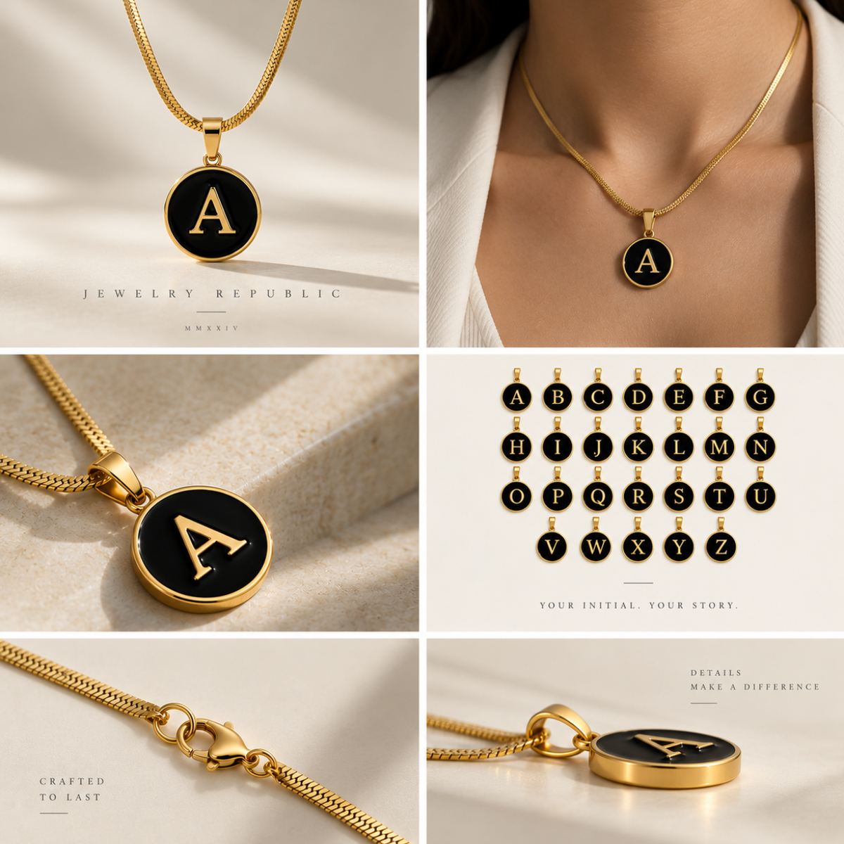 Midnight Initial Necklace